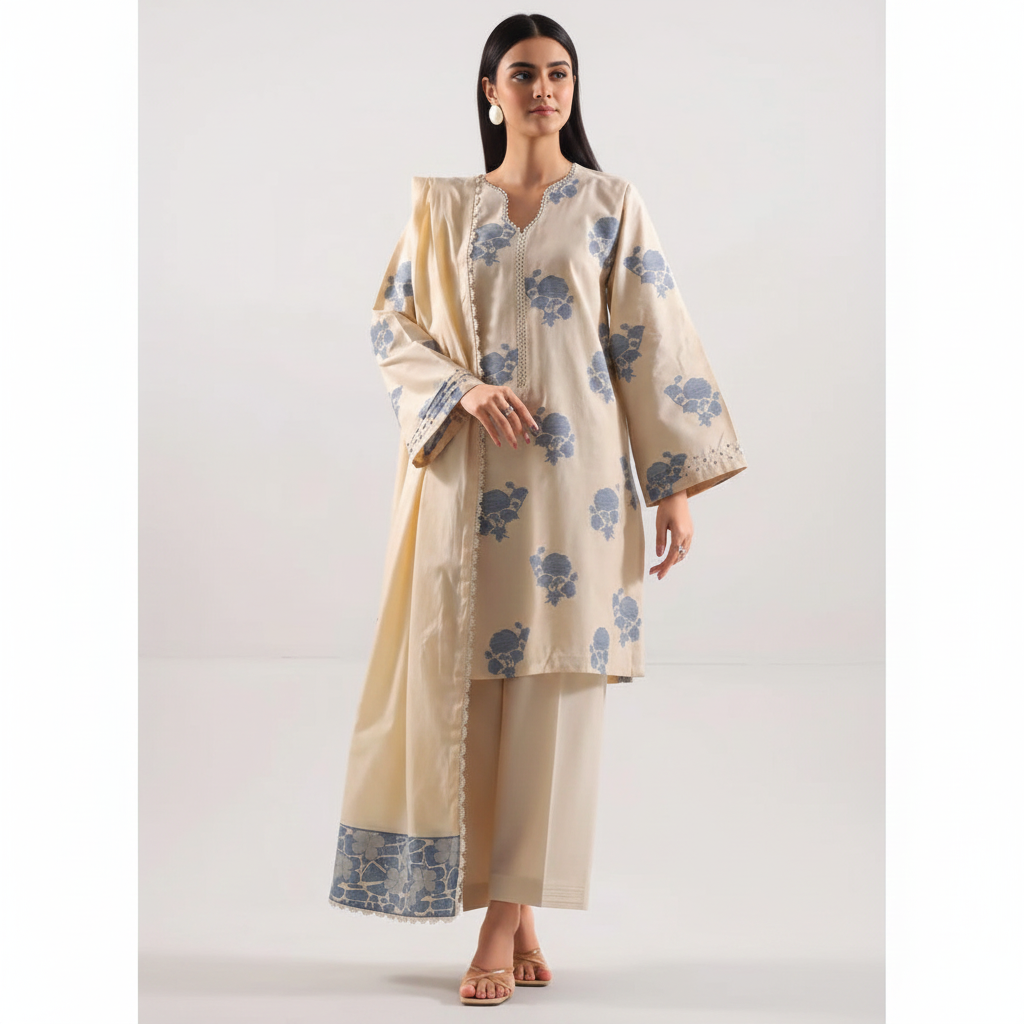 Ivory Floral Luxe Suit