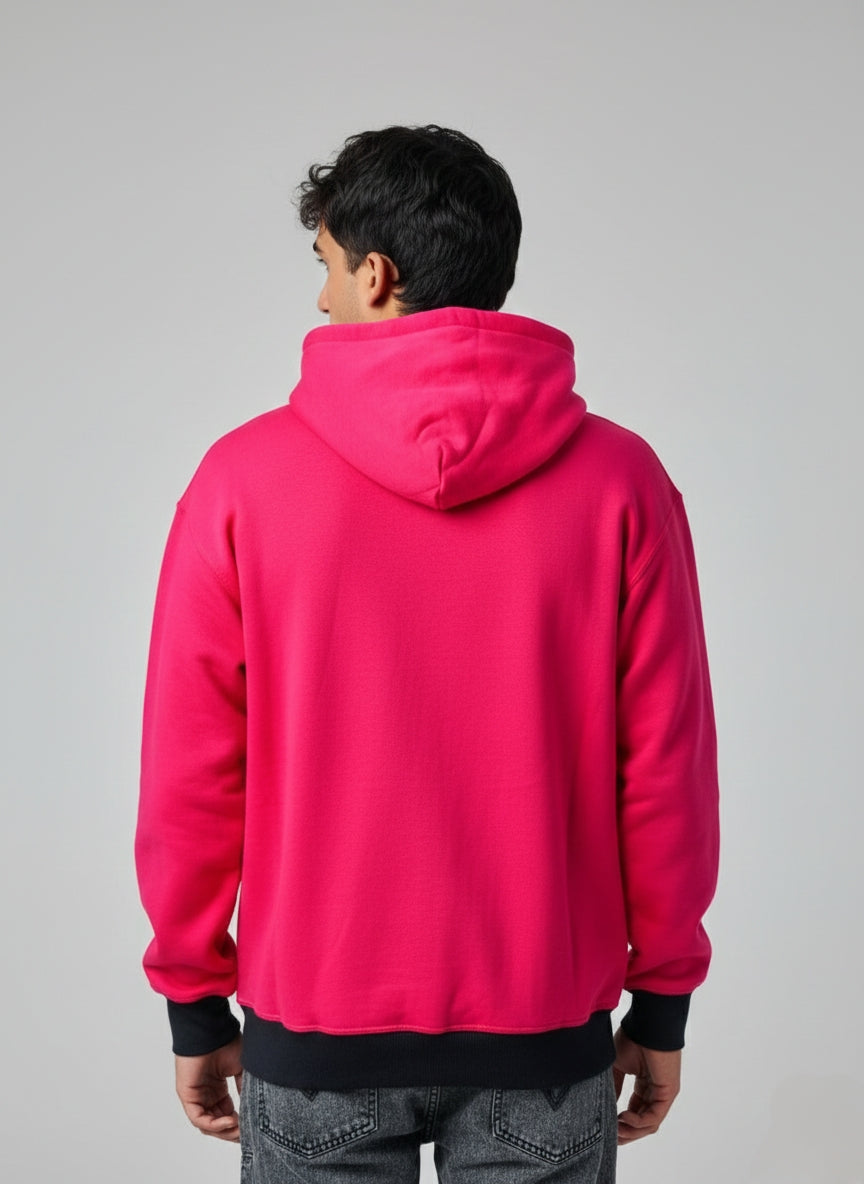 Cyber-Pink Contrast Streetwear Hoodie