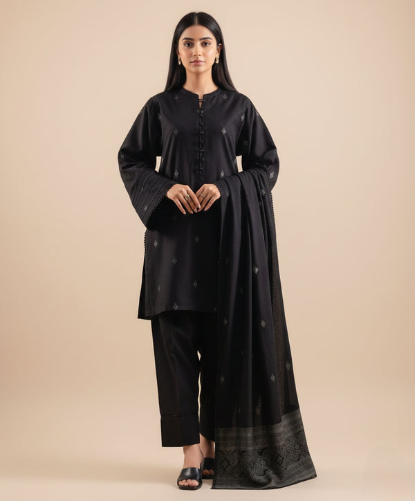 Classic Black Embroidered Suit