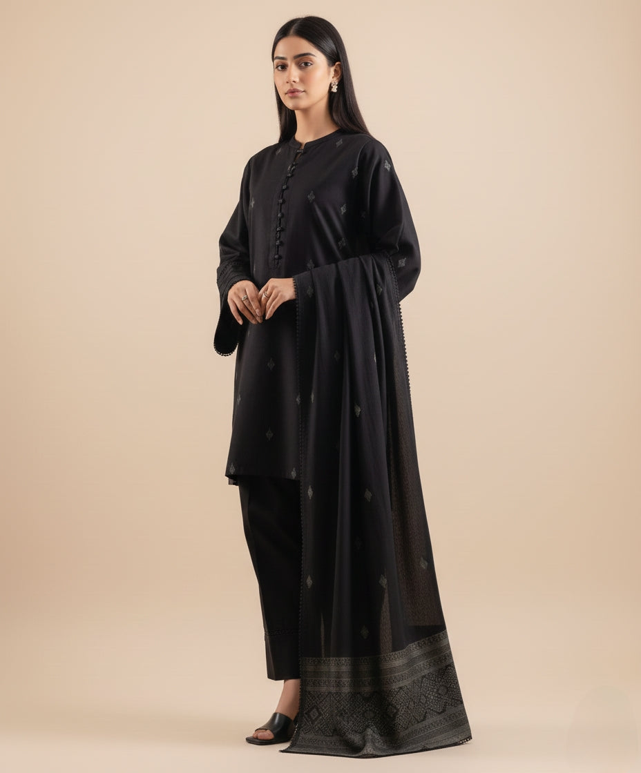 Classic Black Embroidered Suit