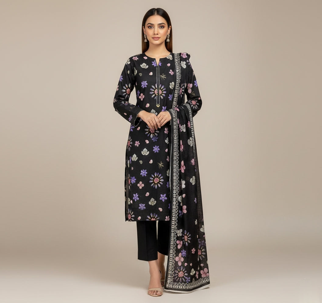 Midnight Floral Embroidered