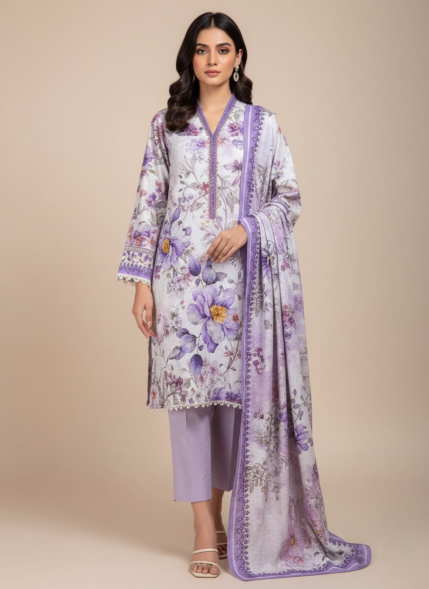 Lilac Meadow Embroidered 3-Piece