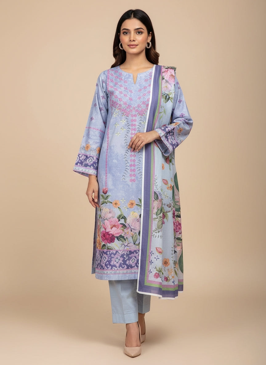 Periwinkle Floral Printed Kurta