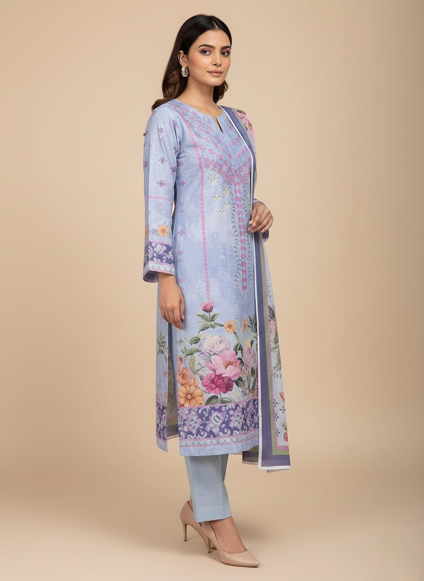 Periwinkle Floral Printed Kurta