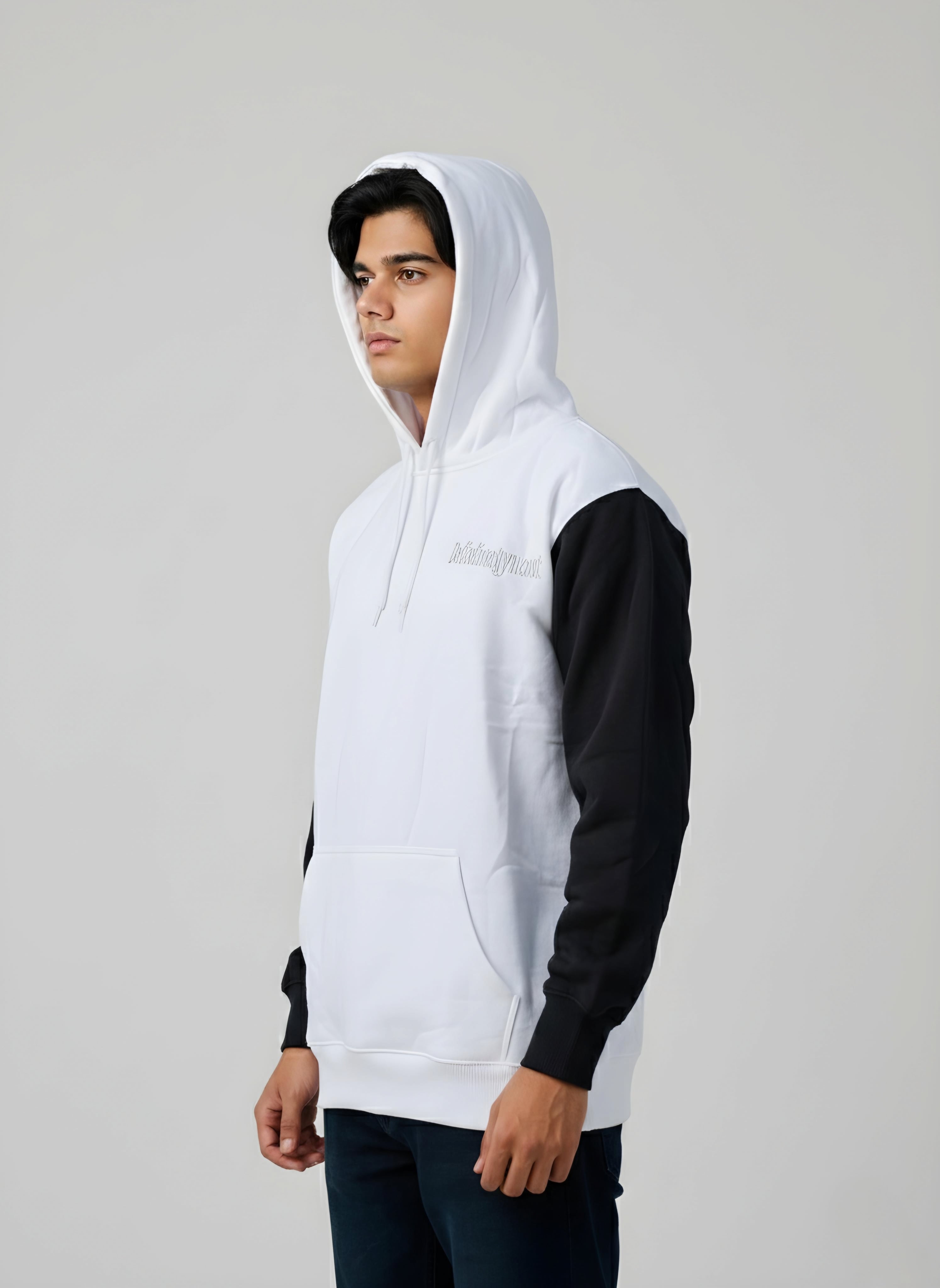 Dual-Tone Contrast Sleeve Hoodie