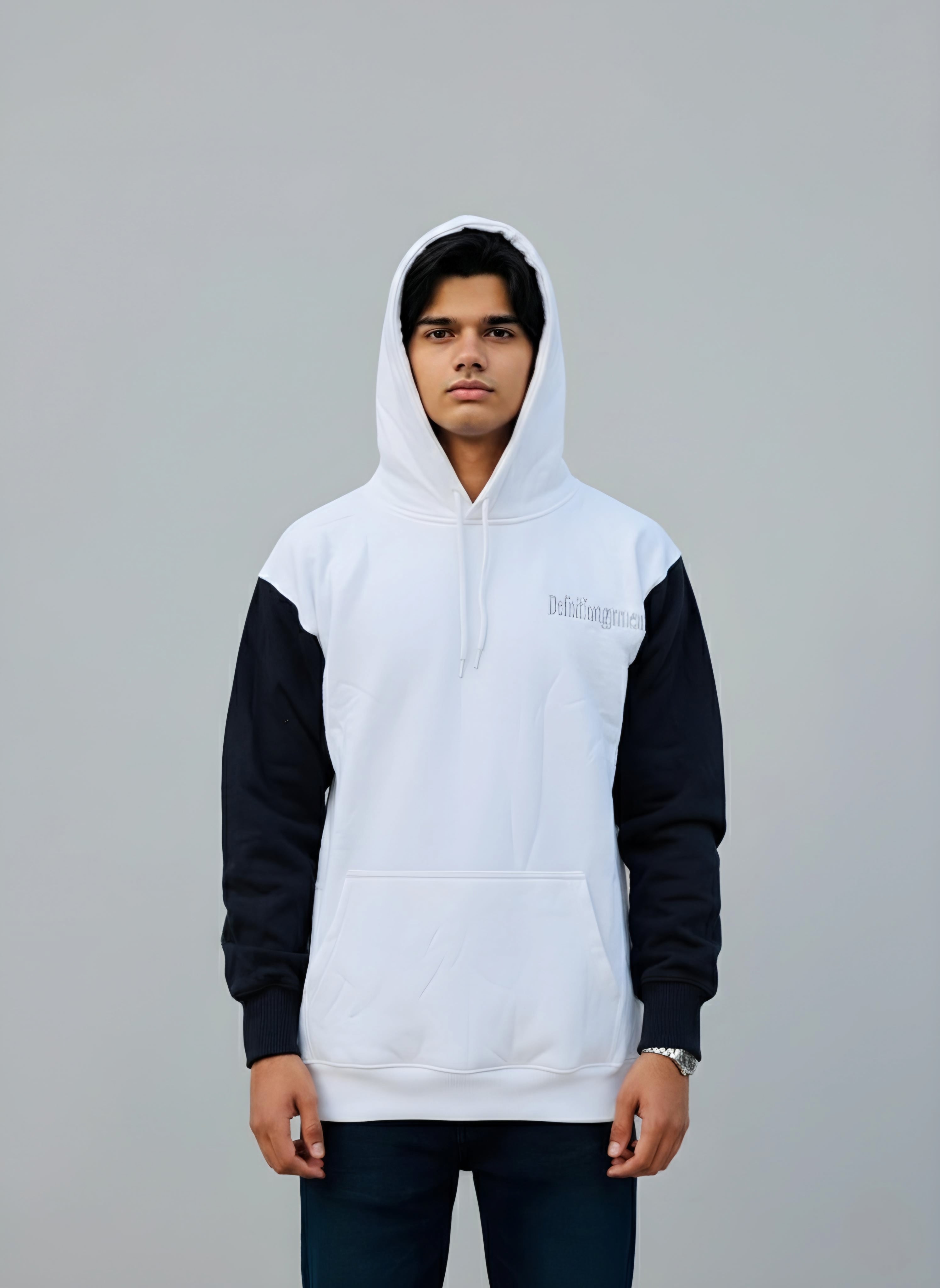 Dual-Tone Contrast Sleeve Hoodie